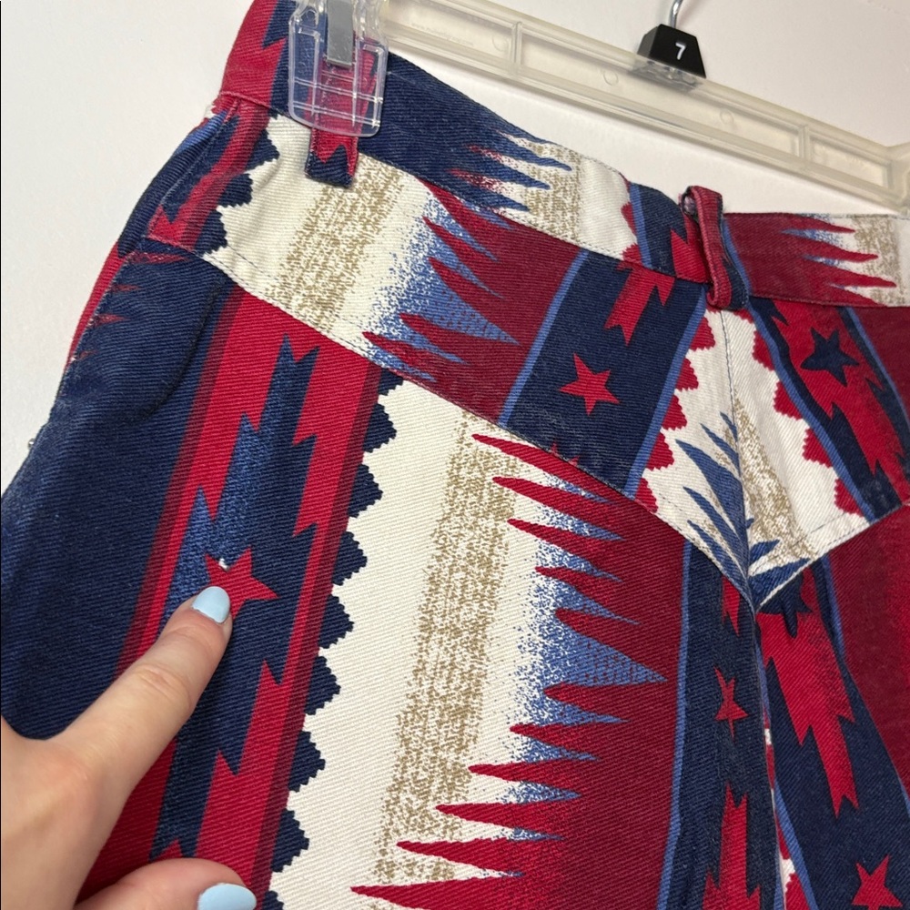 Vintage High Waisted Southwest Tribal Western Y2K Star Stripe Shorts size 7 - Picture 9 of 10